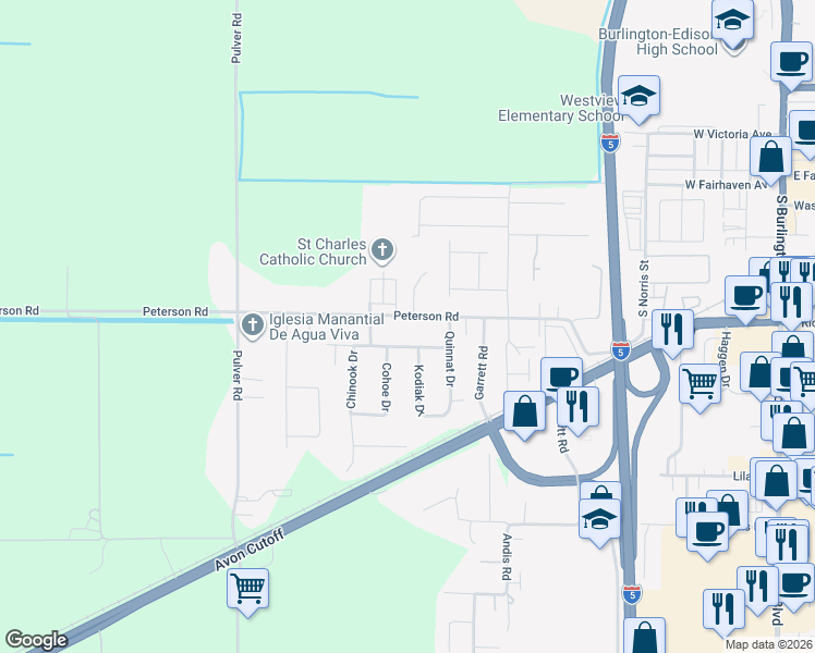 map of restaurants, bars, coffee shops, grocery stores, and more near 703 Kodiak Drive in Burlington