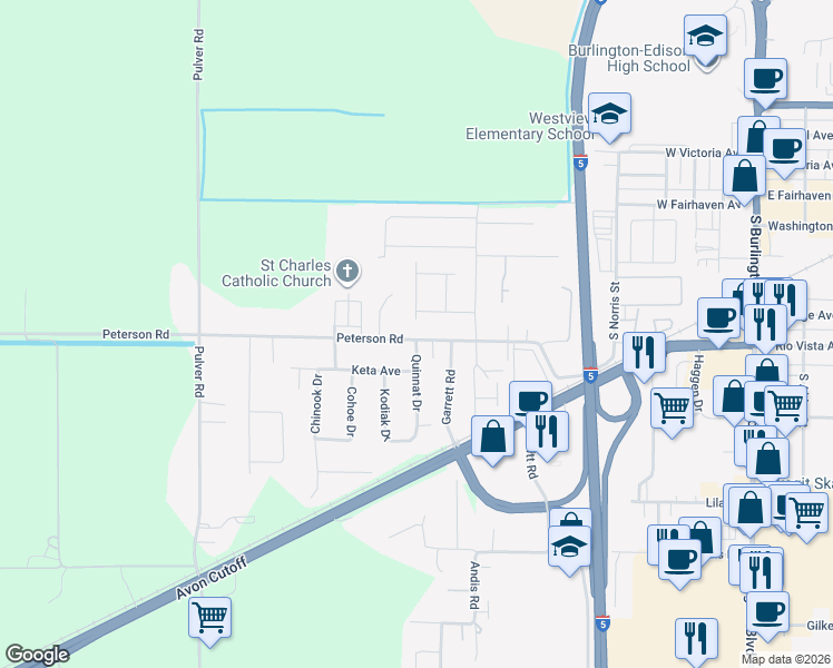 map of restaurants, bars, coffee shops, grocery stores, and more near 839 Peterson Road in Burlington