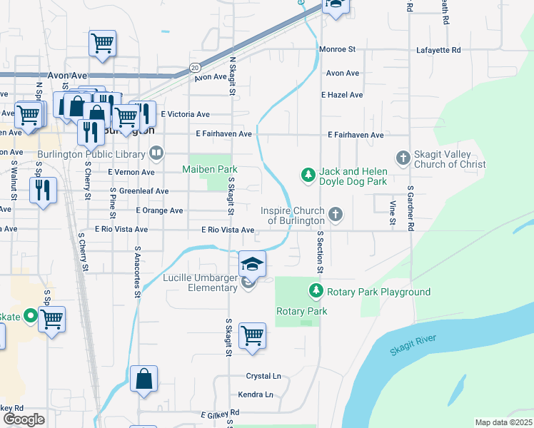 map of restaurants, bars, coffee shops, grocery stores, and more near 433 Filbert Lane in Burlington