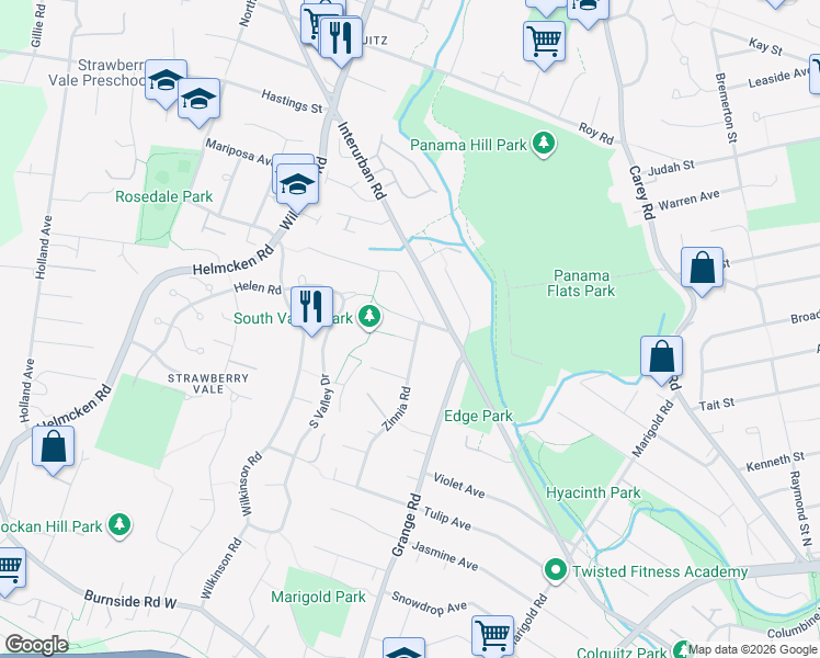 map of restaurants, bars, coffee shops, grocery stores, and more near 1071 Chesterfield Road in Victoria