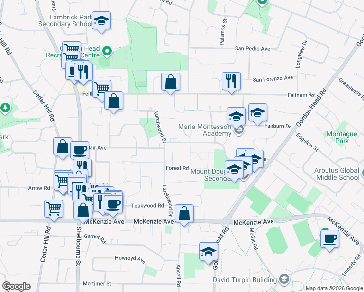 map of restaurants, bars, coffee shops, grocery stores, and more near 1789 Laval Avenue in Victoria