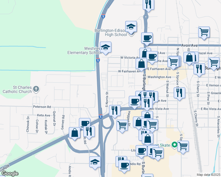 map of restaurants, bars, coffee shops, grocery stores, and more near 158 Heritage Place in Burlington