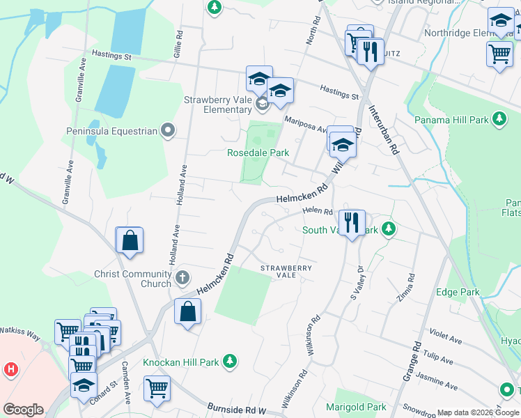 map of restaurants, bars, coffee shops, grocery stores, and more near 1298 Tristan Place in Victoria