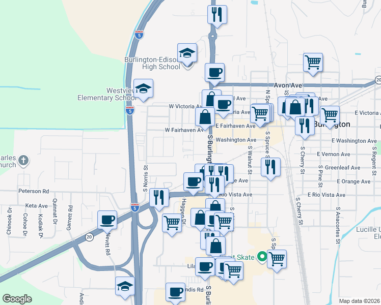 map of restaurants, bars, coffee shops, grocery stores, and more near 200 Lodean Drive in Burlington