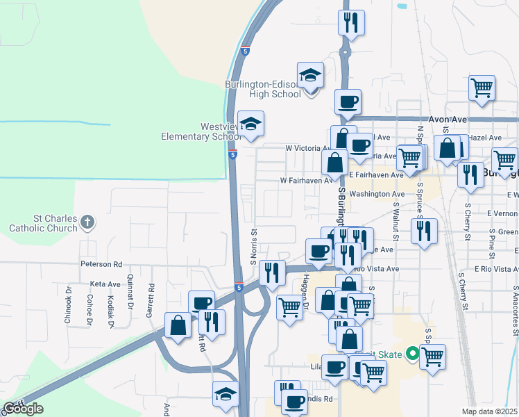 map of restaurants, bars, coffee shops, grocery stores, and more near 164 Heritage Place in Burlington