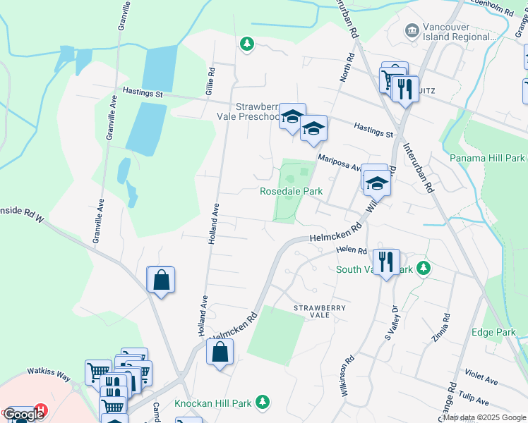 map of restaurants, bars, coffee shops, grocery stores, and more near 1376 Blue Ridge Road in Victoria