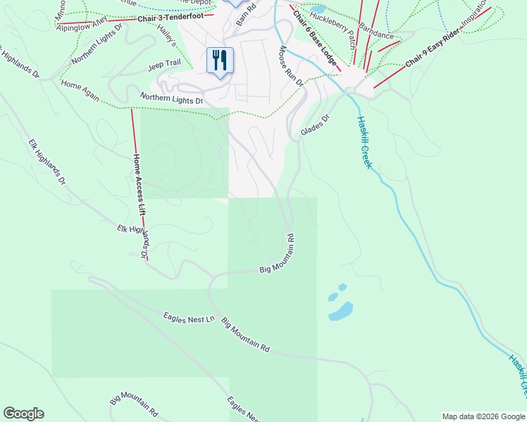 map of restaurants, bars, coffee shops, grocery stores, and more near 115 Ridge Run Drive in Whitefish