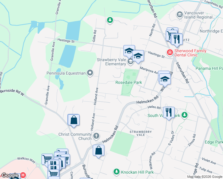 map of restaurants, bars, coffee shops, grocery stores, and more near 1376 Blue Ridge Road in Victoria