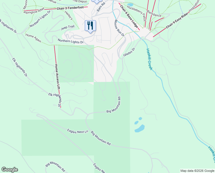 map of restaurants, bars, coffee shops, grocery stores, and more near 115 Ridge Run Dr in Whitefish