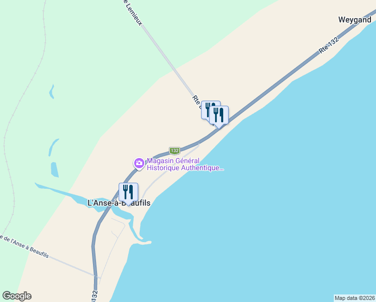 map of restaurants, bars, coffee shops, grocery stores, and more near Rue à Bonfils in Percé