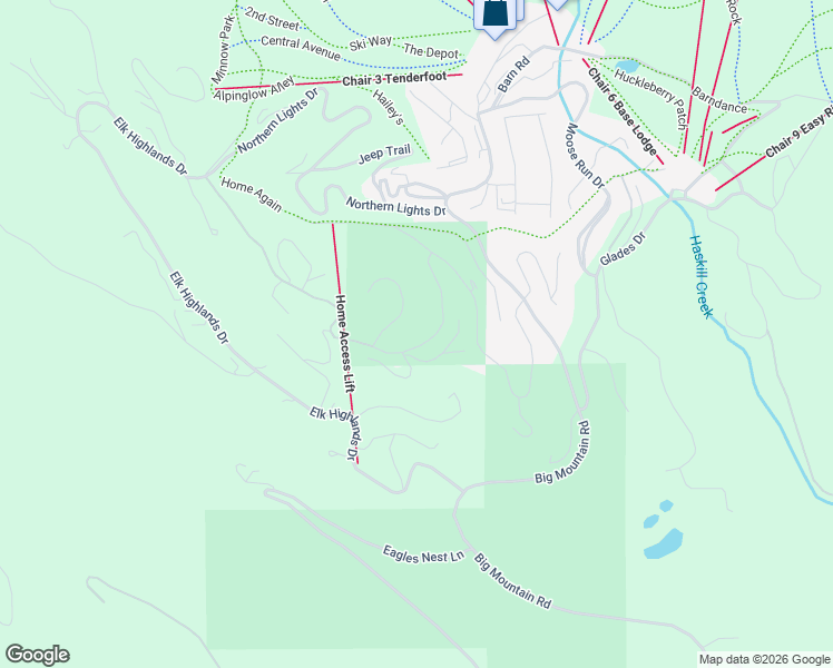 map of restaurants, bars, coffee shops, grocery stores, and more near 182 Ridge Run Drive in Whitefish