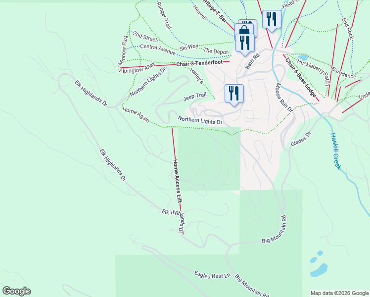 map of restaurants, bars, coffee shops, grocery stores, and more near 125 Ridge Top Drive in Whitefish