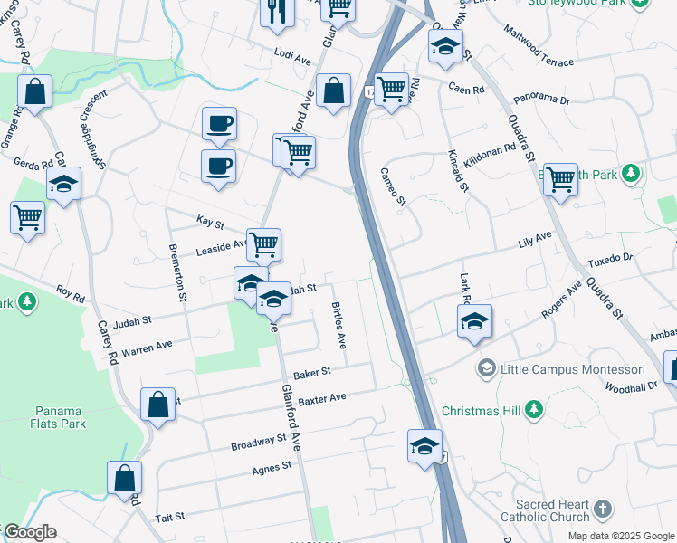 map of restaurants, bars, coffee shops, grocery stores, and more near 620 Judah Street in Victoria
