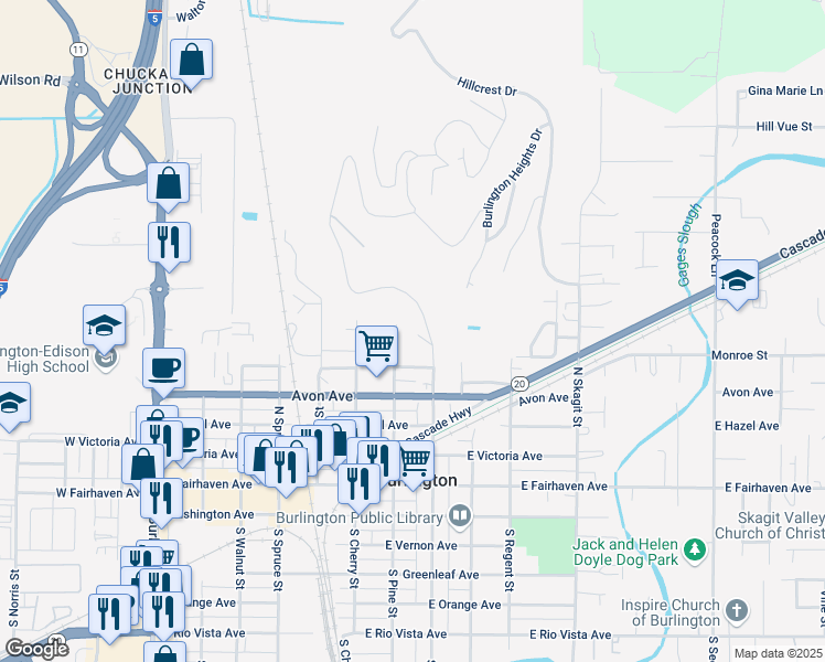 map of restaurants, bars, coffee shops, grocery stores, and more near 740 Fritsch Avenue in Burlington
