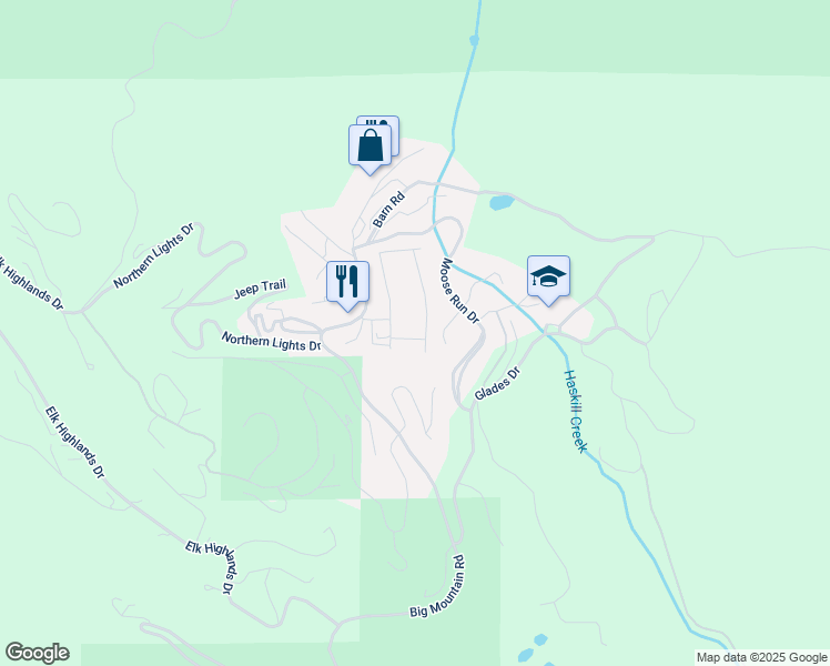 map of restaurants, bars, coffee shops, grocery stores, and more near 3800 Alpinglow Avenue in Whitefish
