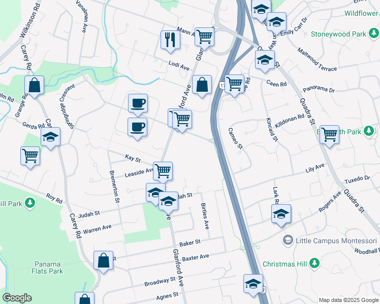 map of restaurants, bars, coffee shops, grocery stores, and more near 759 Vanalman Avenue in Victoria