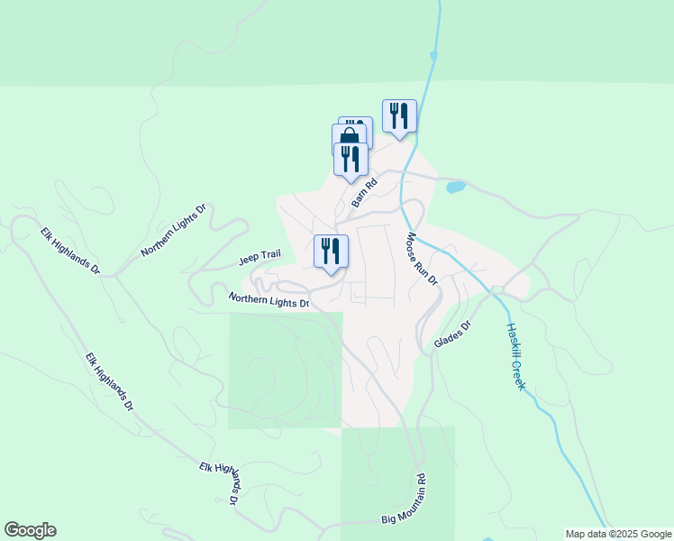 map of restaurants, bars, coffee shops, grocery stores, and more near 3844 Big Mountain Road in Whitefish