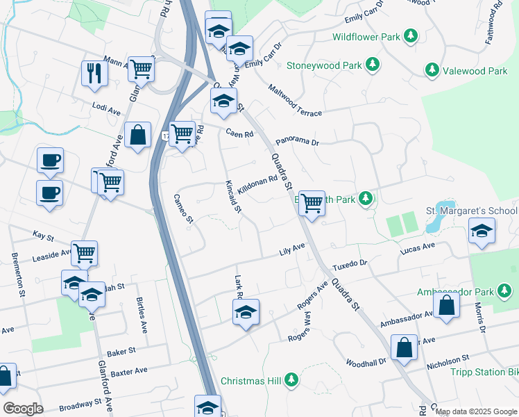 map of restaurants, bars, coffee shops, grocery stores, and more near 4200 Keewatin Place in Victoria
