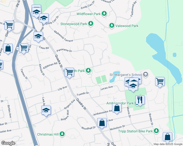 map of restaurants, bars, coffee shops, grocery stores, and more near 857 Beckwith Avenue in Victoria