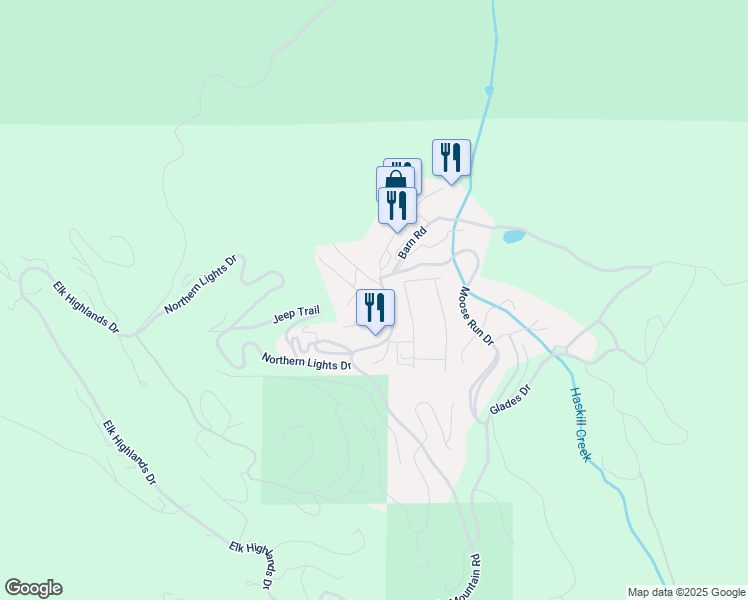 map of restaurants, bars, coffee shops, grocery stores, and more near 3844 Big Mountain Road in Whitefish