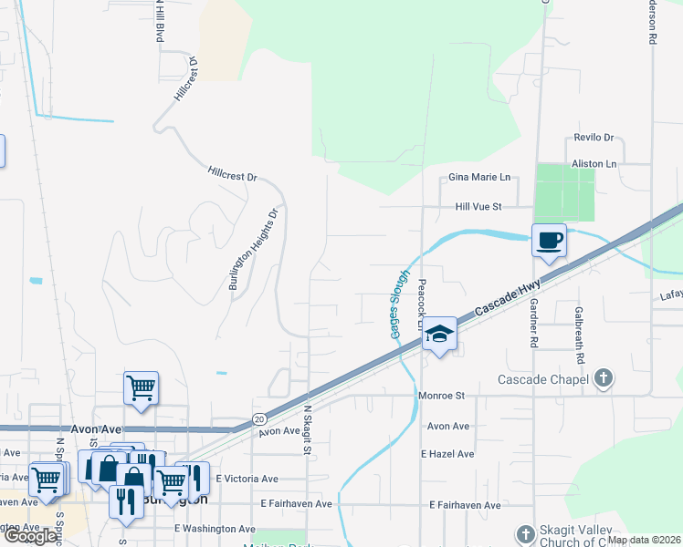 map of restaurants, bars, coffee shops, grocery stores, and more near 19815 Apostolic Way in Burlington