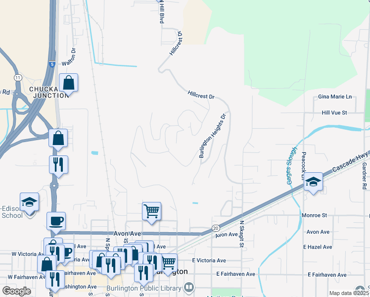 map of restaurants, bars, coffee shops, grocery stores, and more near 923 Burlington Heights Drive in Burlington