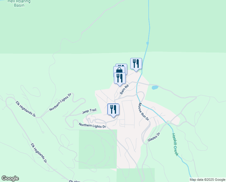 map of restaurants, bars, coffee shops, grocery stores, and more near 3889 Big Mountain Road in Whitefish