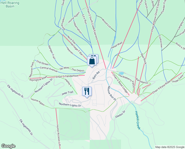 map of restaurants, bars, coffee shops, grocery stores, and more near 3896 Big Mountain Road in Whitefish