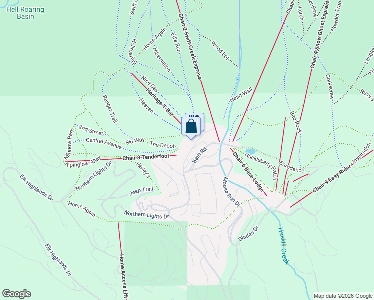 map of restaurants, bars, coffee shops, grocery stores, and more near 3896 Big Mountain Road in Whitefish