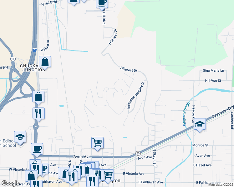 map of restaurants, bars, coffee shops, grocery stores, and more near 829 Bella Vista Lane in Burlington