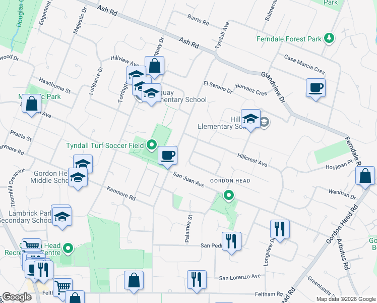 map of restaurants, bars, coffee shops, grocery stores, and more near 1781 Penshurst Road in Victoria