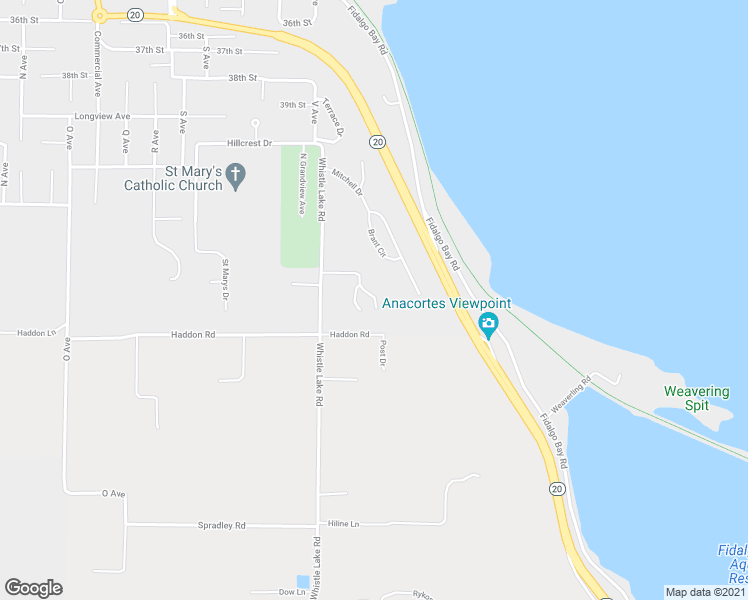 map of restaurants, bars, coffee shops, grocery stores, and more near 4309 Blue Heron Court in Anacortes