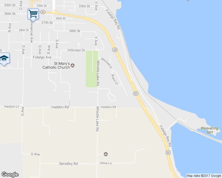 map of restaurants, bars, coffee shops, grocery stores, and more near 4208 Blue Heron Court in Anacortes