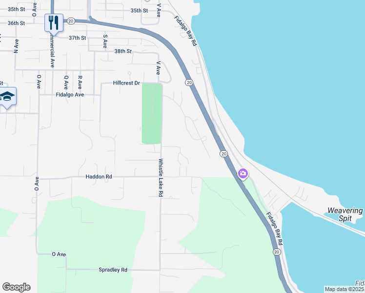 map of restaurants, bars, coffee shops, grocery stores, and more near 4208 Blue Heron Court in Anacortes