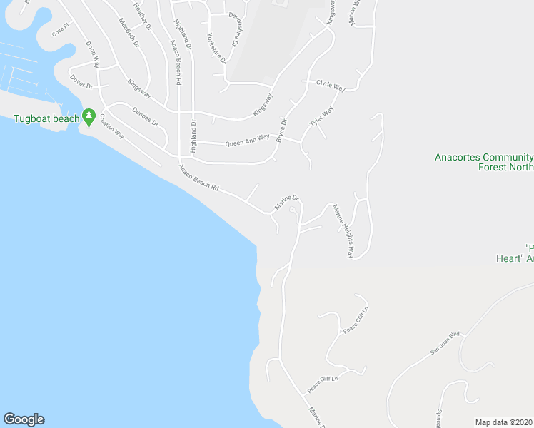 map of restaurants, bars, coffee shops, grocery stores, and more near 4416 Anaco Beach Road in Anacortes