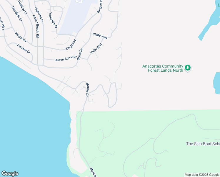 map of restaurants, bars, coffee shops, grocery stores, and more near 4203 Owen Way in Anacortes