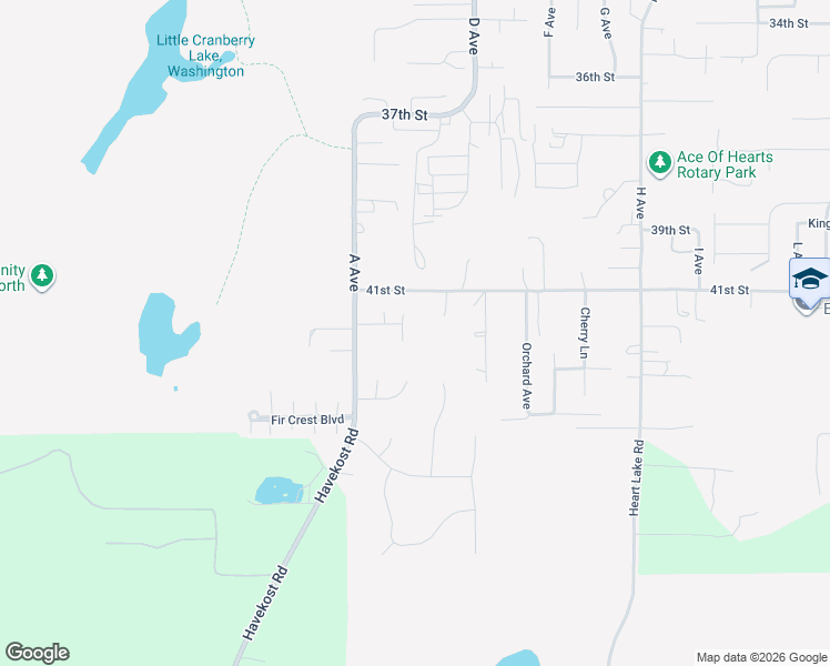 map of restaurants, bars, coffee shops, grocery stores, and more near 2301 42nd Place in Anacortes