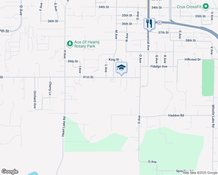 map of restaurants, bars, coffee shops, grocery stores, and more near 1313 41st Street in Anacortes