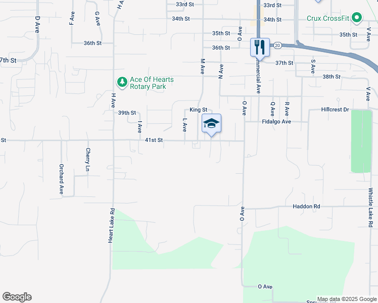 map of restaurants, bars, coffee shops, grocery stores, and more near 1313 41st Street in Anacortes