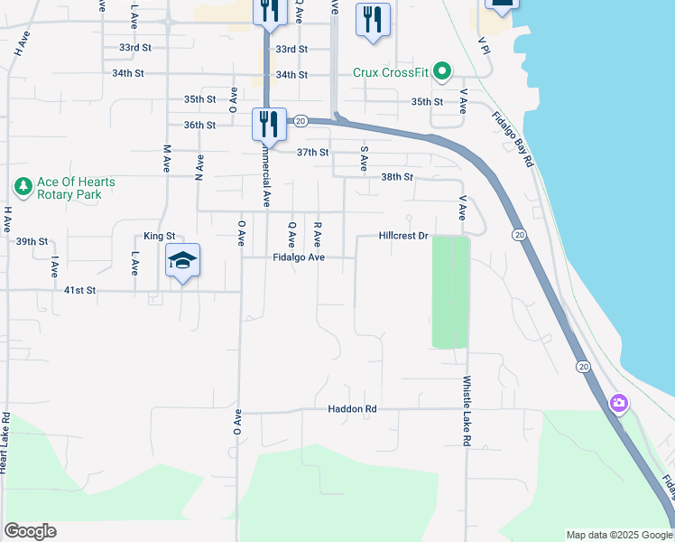 map of restaurants, bars, coffee shops, grocery stores, and more near 3915 R Avenue in Anacortes