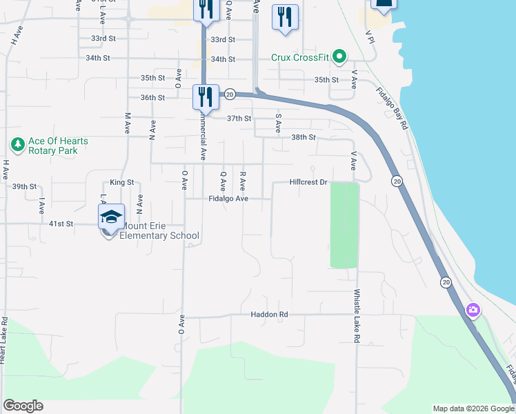 map of restaurants, bars, coffee shops, grocery stores, and more near 709 Fidalgo Avenue in Anacortes