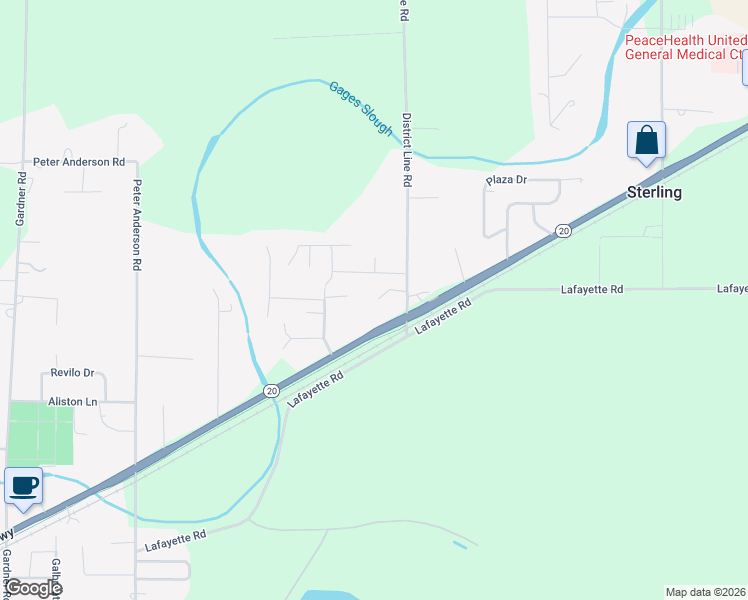 map of restaurants, bars, coffee shops, grocery stores, and more near 20938 Morgan Lane in Burlington