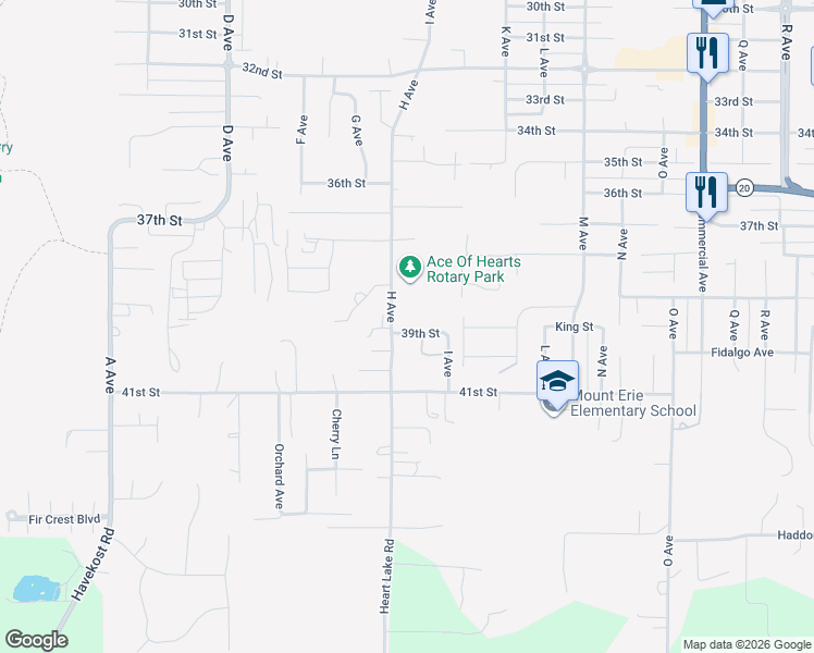 map of restaurants, bars, coffee shops, grocery stores, and more near 3919 H Avenue in Anacortes