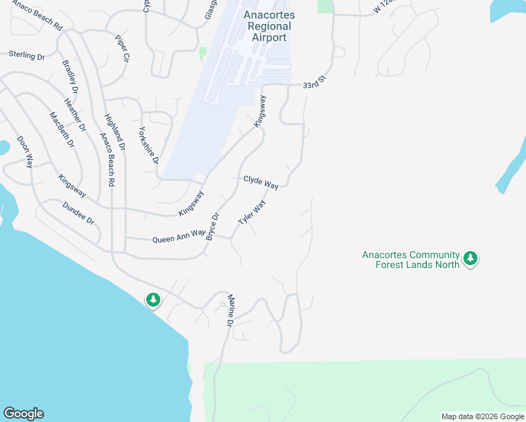 map of restaurants, bars, coffee shops, grocery stores, and more near 4209 Tyler Way in Anacortes