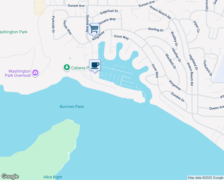 map of restaurants, bars, coffee shops, grocery stores, and more near 2329 Skyline Way in Anacortes