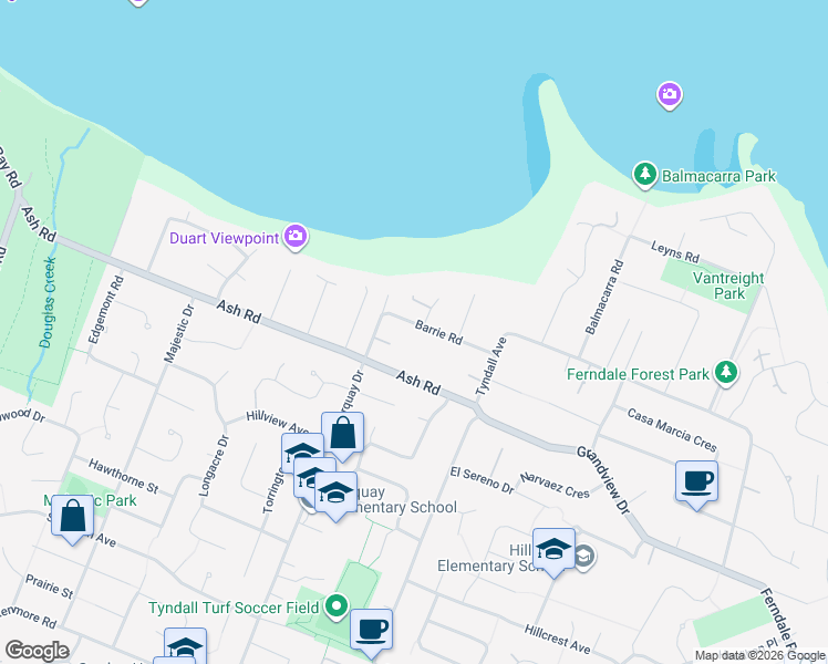 map of restaurants, bars, coffee shops, grocery stores, and more near 4584 Bonnieview Place in Victoria