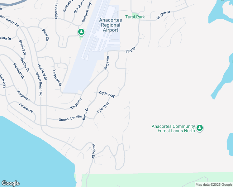 map of restaurants, bars, coffee shops, grocery stores, and more near 4001 Robin Court in Anacortes