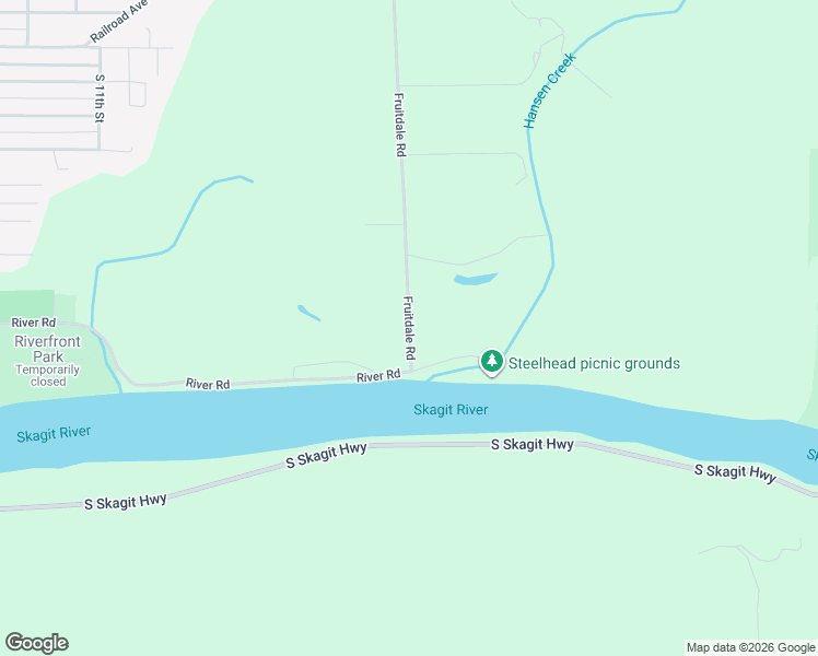 map of restaurants, bars, coffee shops, grocery stores, and more near 8619 Fruitdale Road in Sedro-Woolley