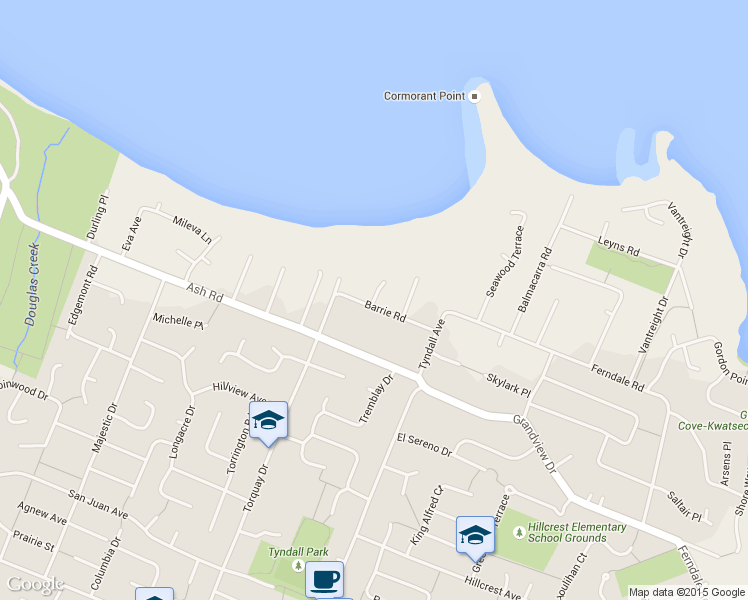 map of restaurants, bars, coffee shops, grocery stores, and more near 4584 Bonnieview Place in Victoria