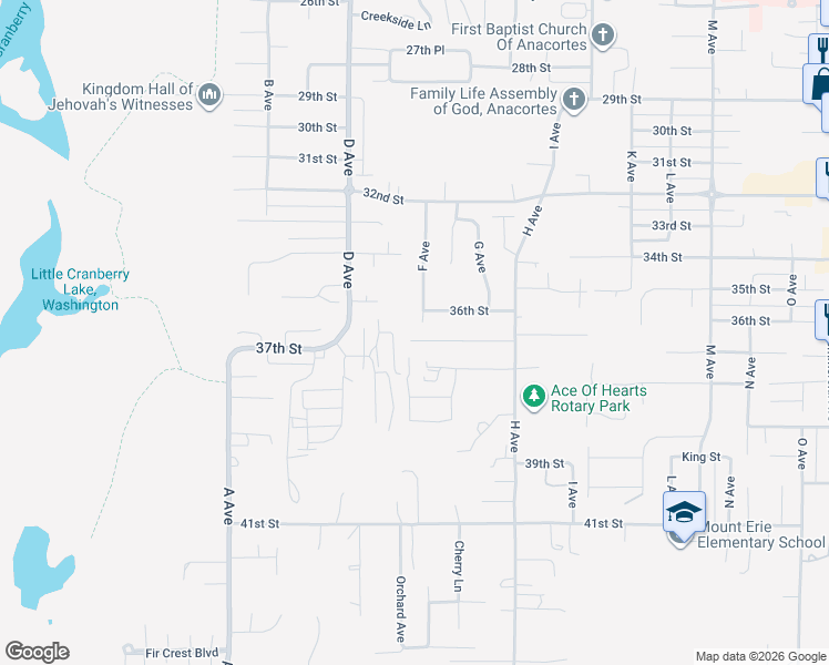map of restaurants, bars, coffee shops, grocery stores, and more near 2008 Down Jones Way in Anacortes